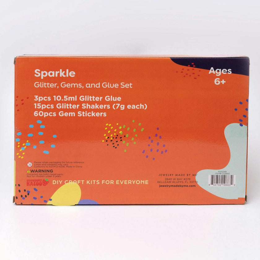 Strawberry Kazoo Sparkle Glitter, Glitter Glue, and Gem Sticker DIY Craft Kit