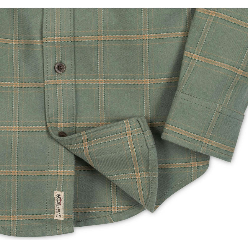 Organic Long Sleeve Flannel Button Down Shirt, Green