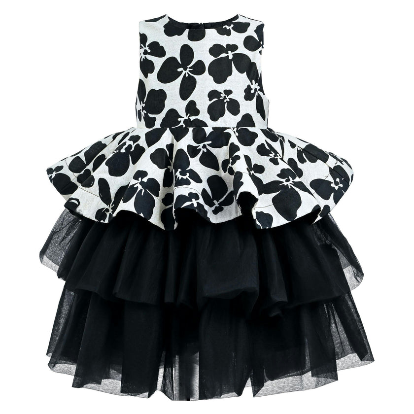 Black Nazareen Floral Tiered Dress