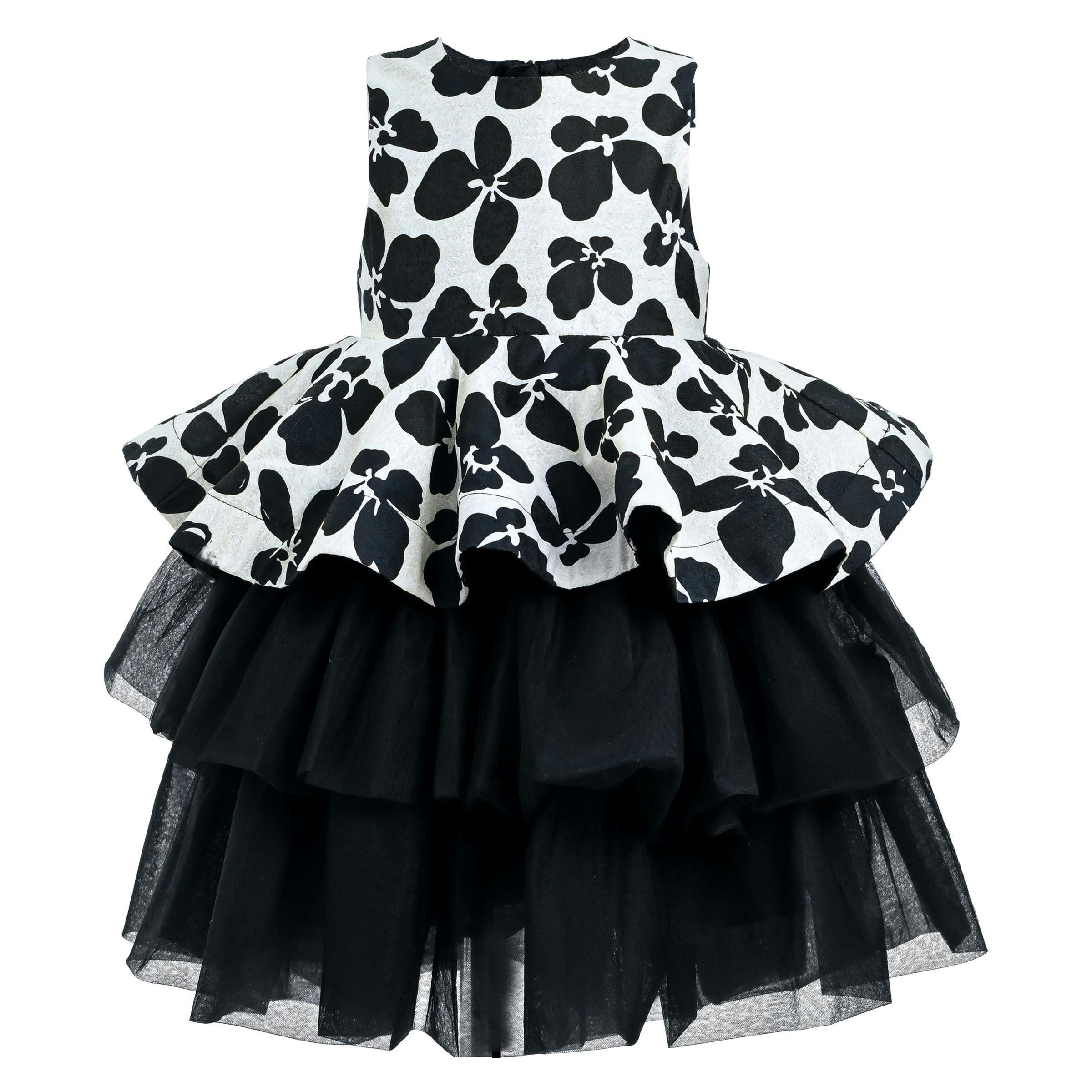 Black Nazareen Floral Tiered Dress