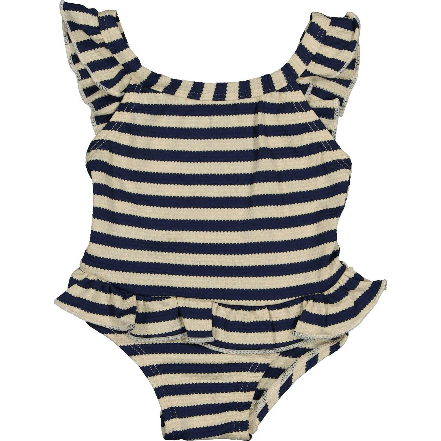 Striped Ruffled Waist Swimsuit