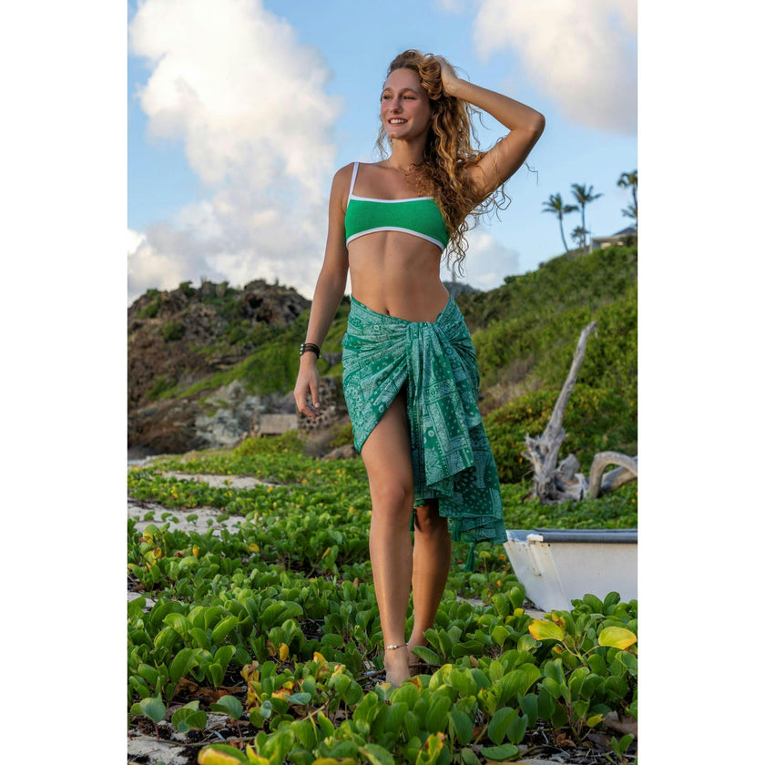 Cotton Saline Pareo Green Bandana, Green Bandana