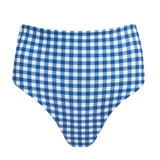 women's navy picnic gingham high waisted bikini bottom