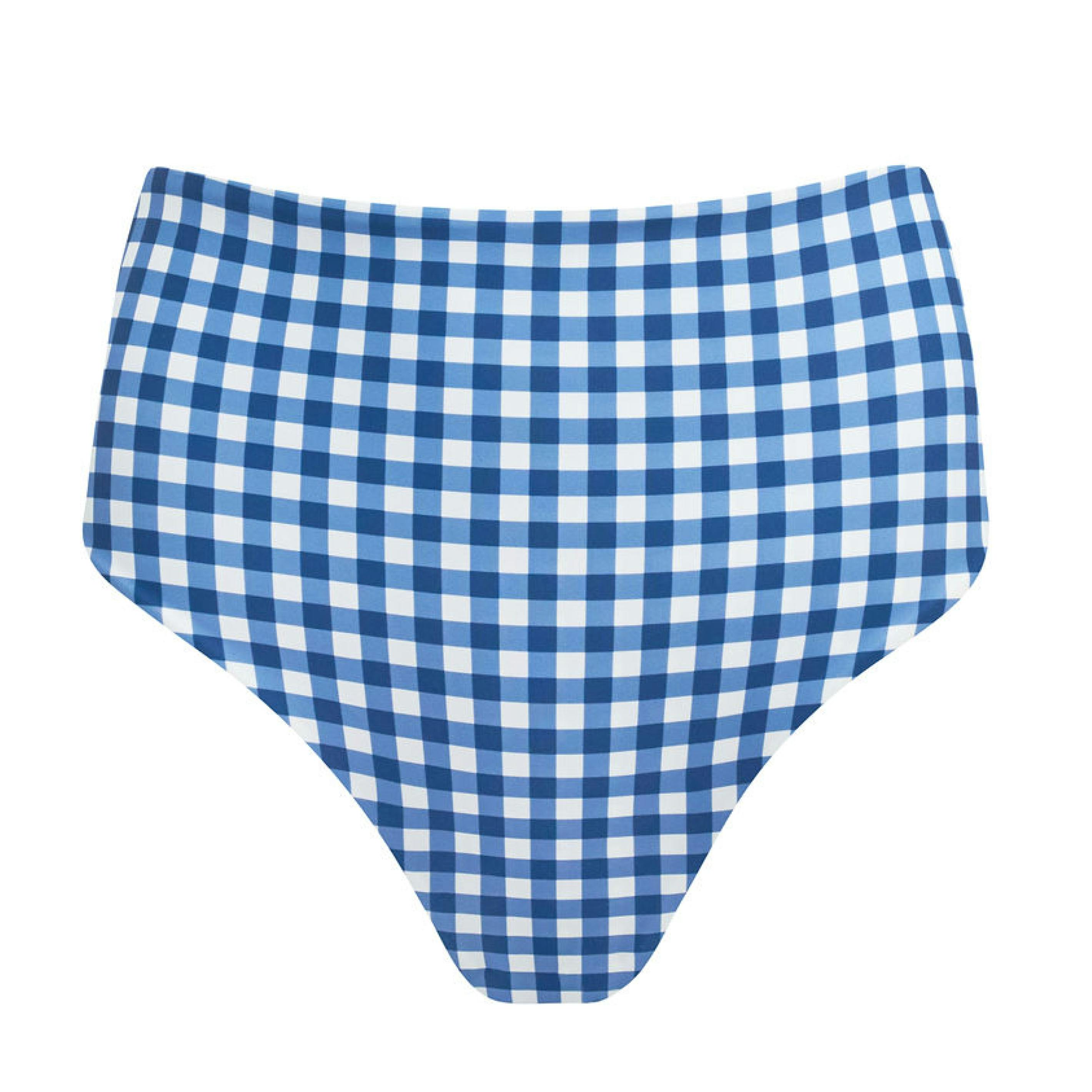women's navy picnic gingham high waisted bikini bottom