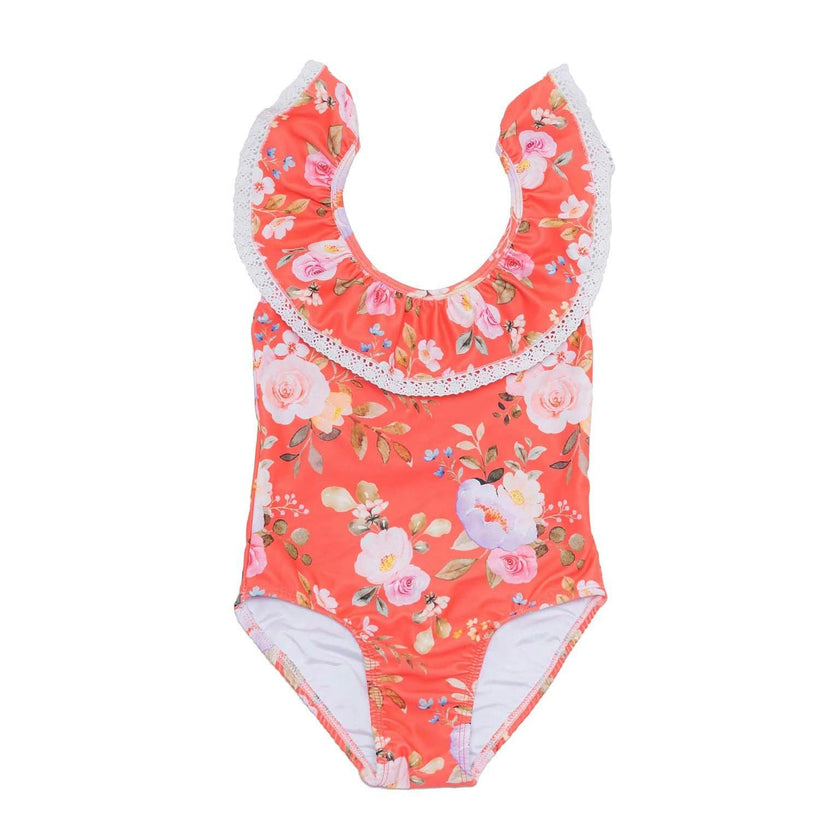 Ruffle Neck One Piece Swimsuit