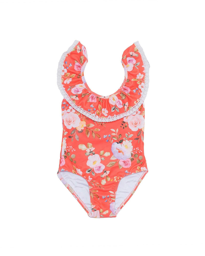 Ruffle Neck One Piece Swimsuit