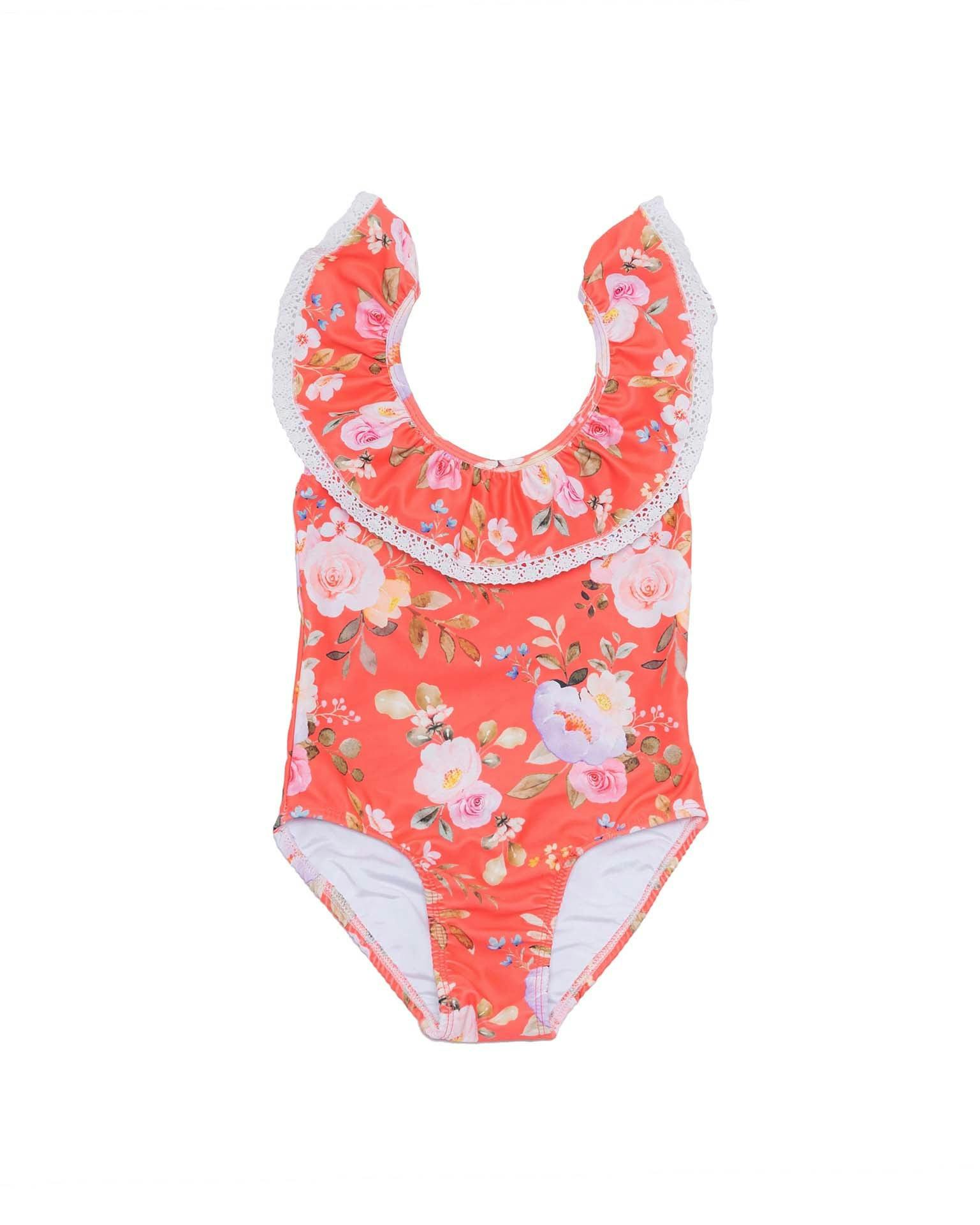 Ruffle Neck One Piece Swimsuit