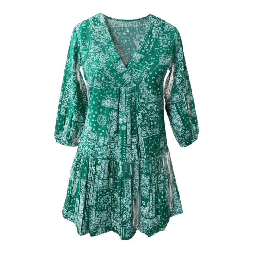 Marina Women's Mini Dress Patchwork Bandana, Green