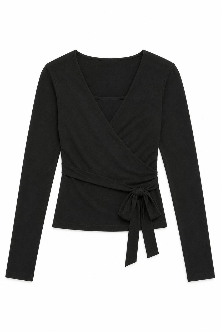 Ever Black Lightweight Rib Wrap Top