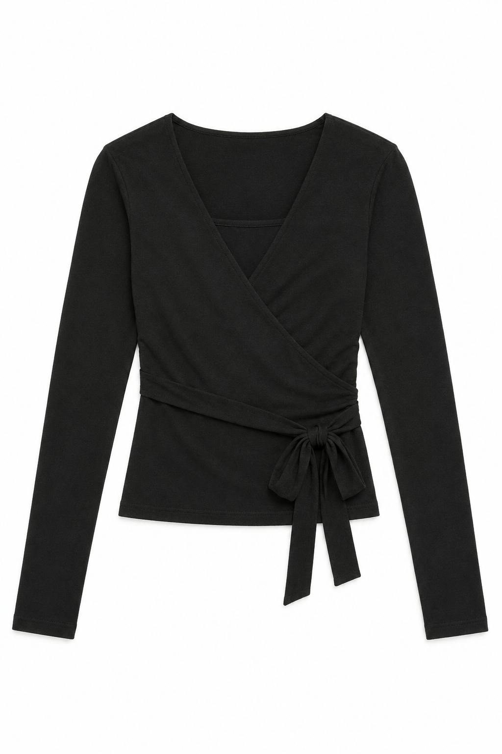 Ever Black Lightweight Rib Wrap Top
