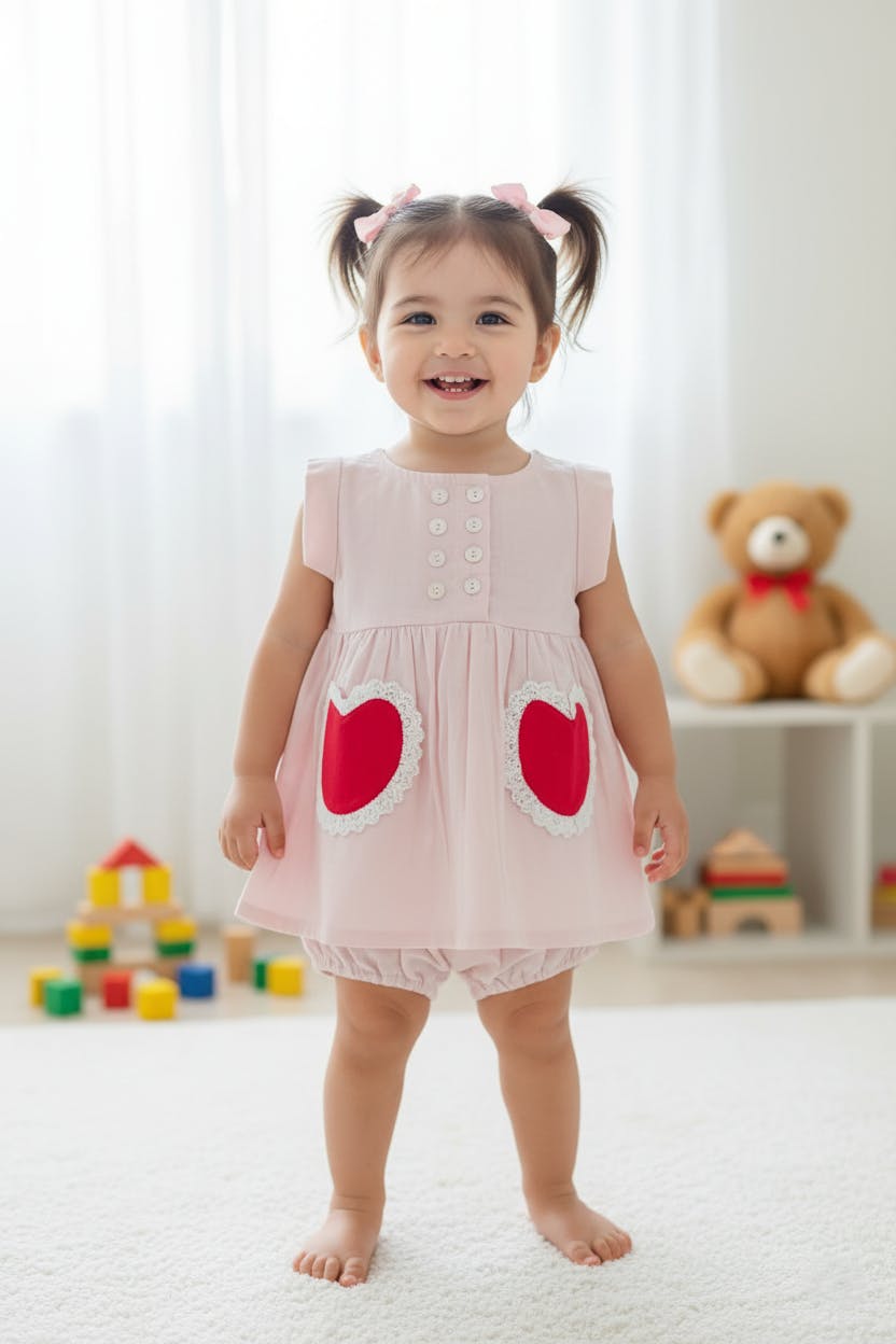 Amore Heart Dress Soft Pink