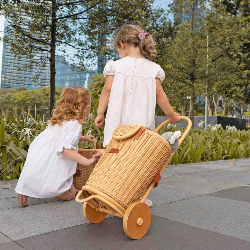 Handcrafted - Eric Kids Shopping Trolley - Rattan Wicker