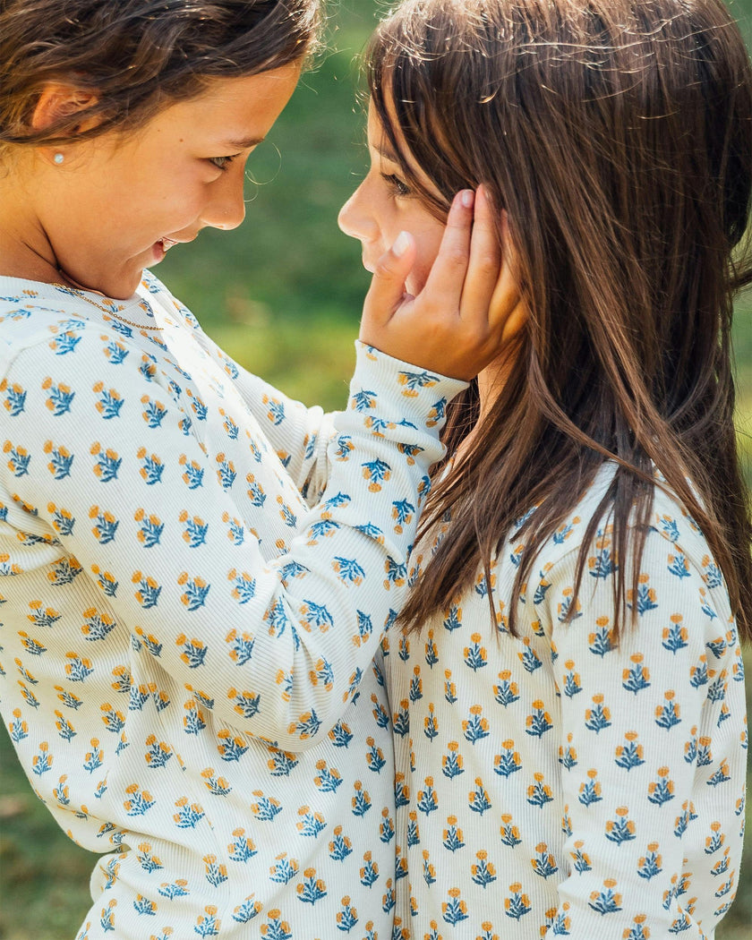 The Organic Long Sleeve Pajama Set [Marigold Block Floral]