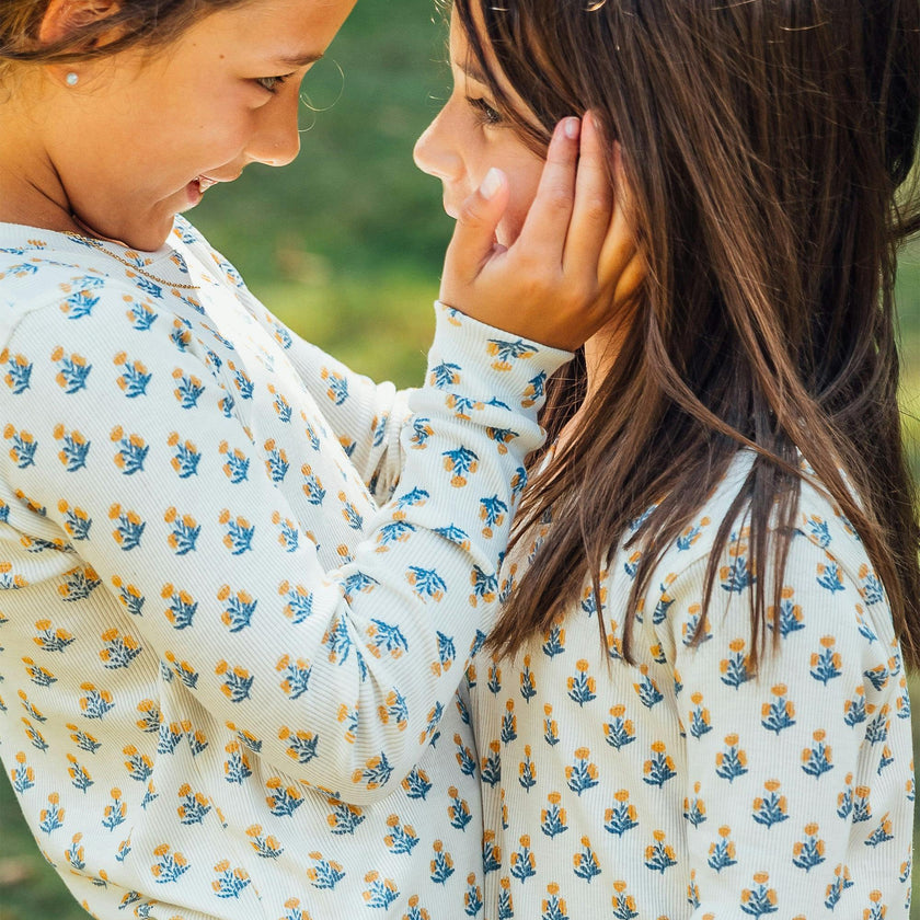 The Organic Long Sleeve Pajama Set [Marigold Block Floral]
