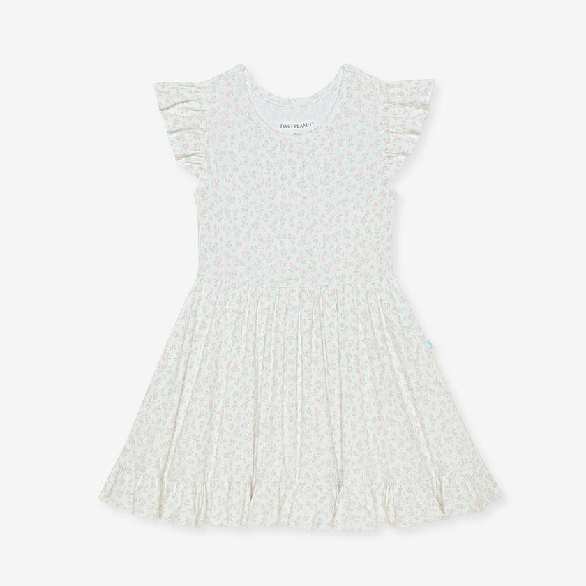 Andina Cream Pointelle Ruffled Twirl Dress