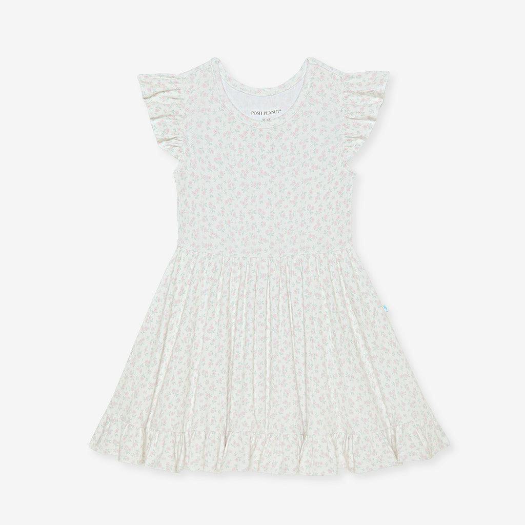 Andina Cream Pointelle Ruffled Twirl Dress