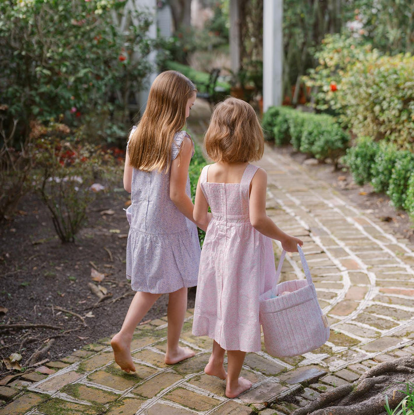 girls slate floral drop waist dress