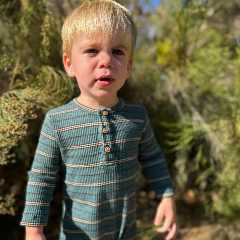 MASON Teal Ribbed Henley Romper