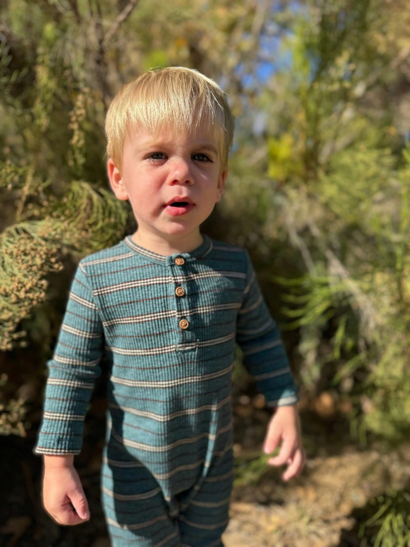 MASON Teal Ribbed Henley Romper