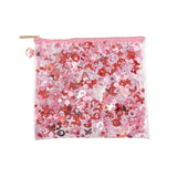 Packed Party Valentine XO Confetti Everything Pouch - Pink Red XOXO Confetti-Trapped Clear Vinyl Clutch Organizer, 8.75x7.75 Inch
