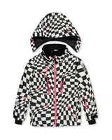 Two Piece Teknik Snowsuit White And Bright Pink Checkered Print