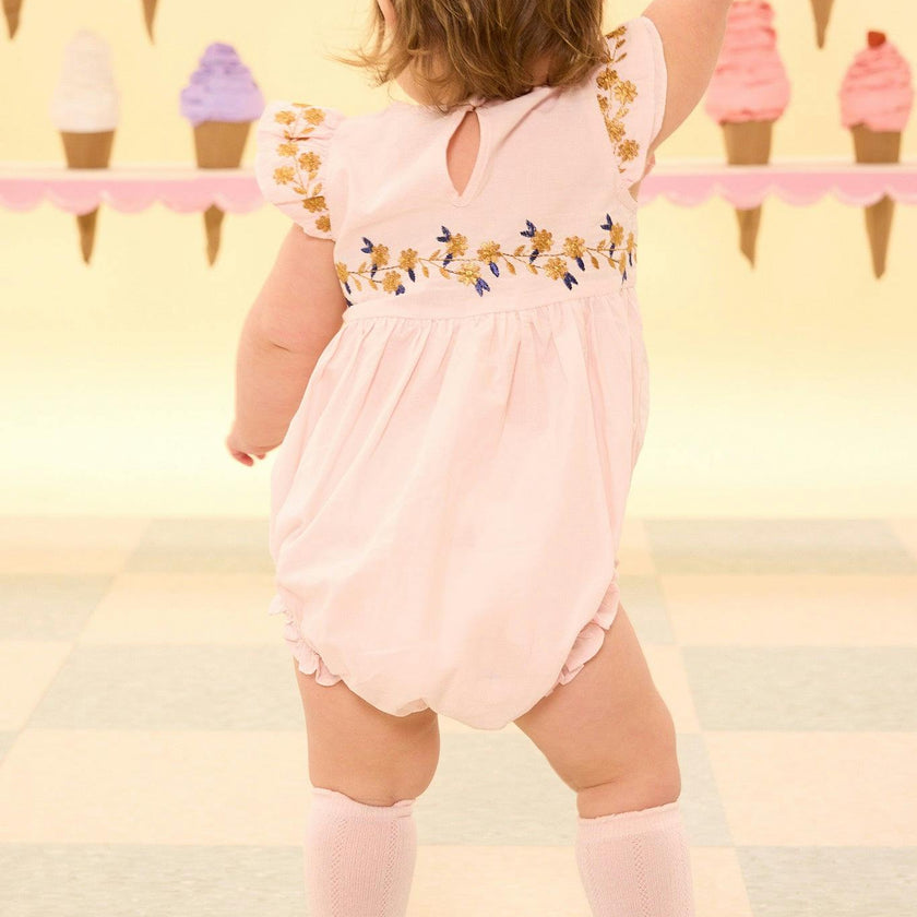 Baby Hattie Romper in Embroidered Spring Floral