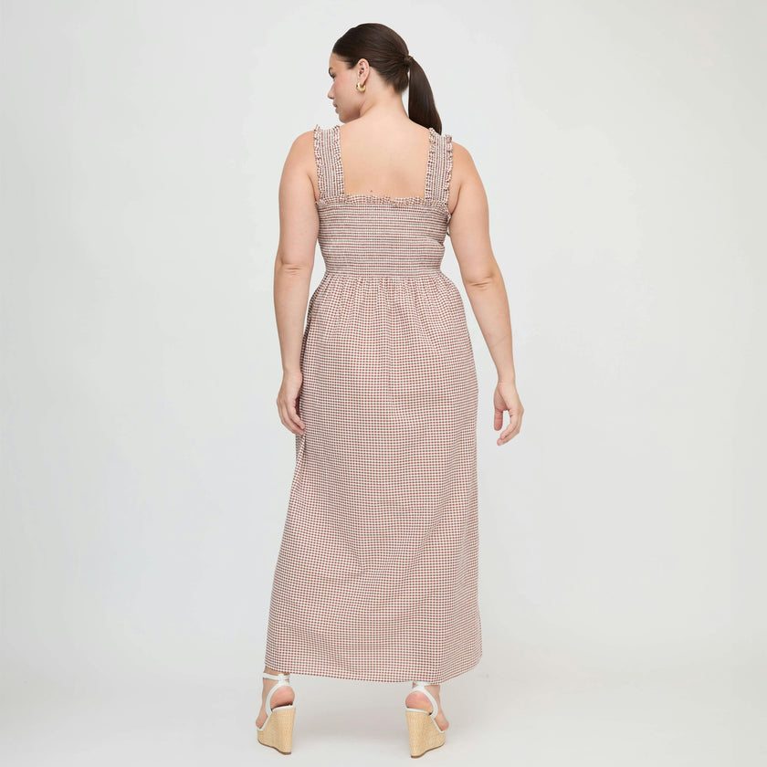 The Ashlyn Nap Dress - Cognac Gingham