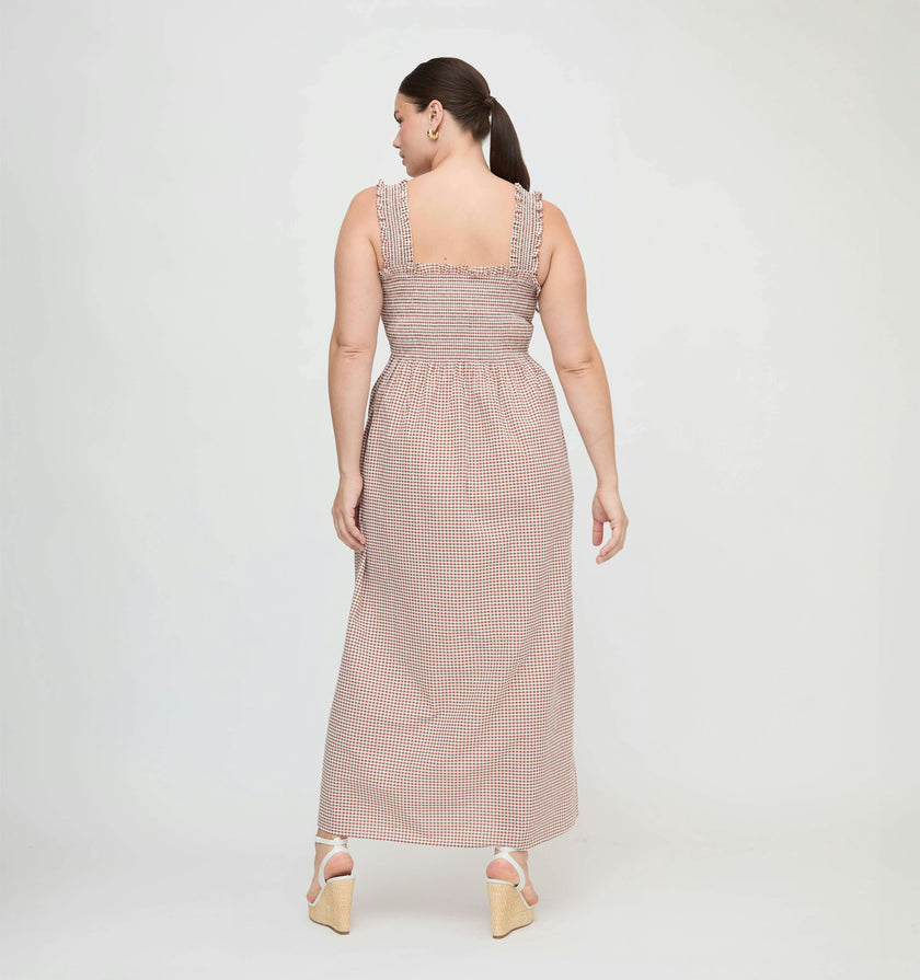 The Ashlyn Nap Dress - Cognac Gingham