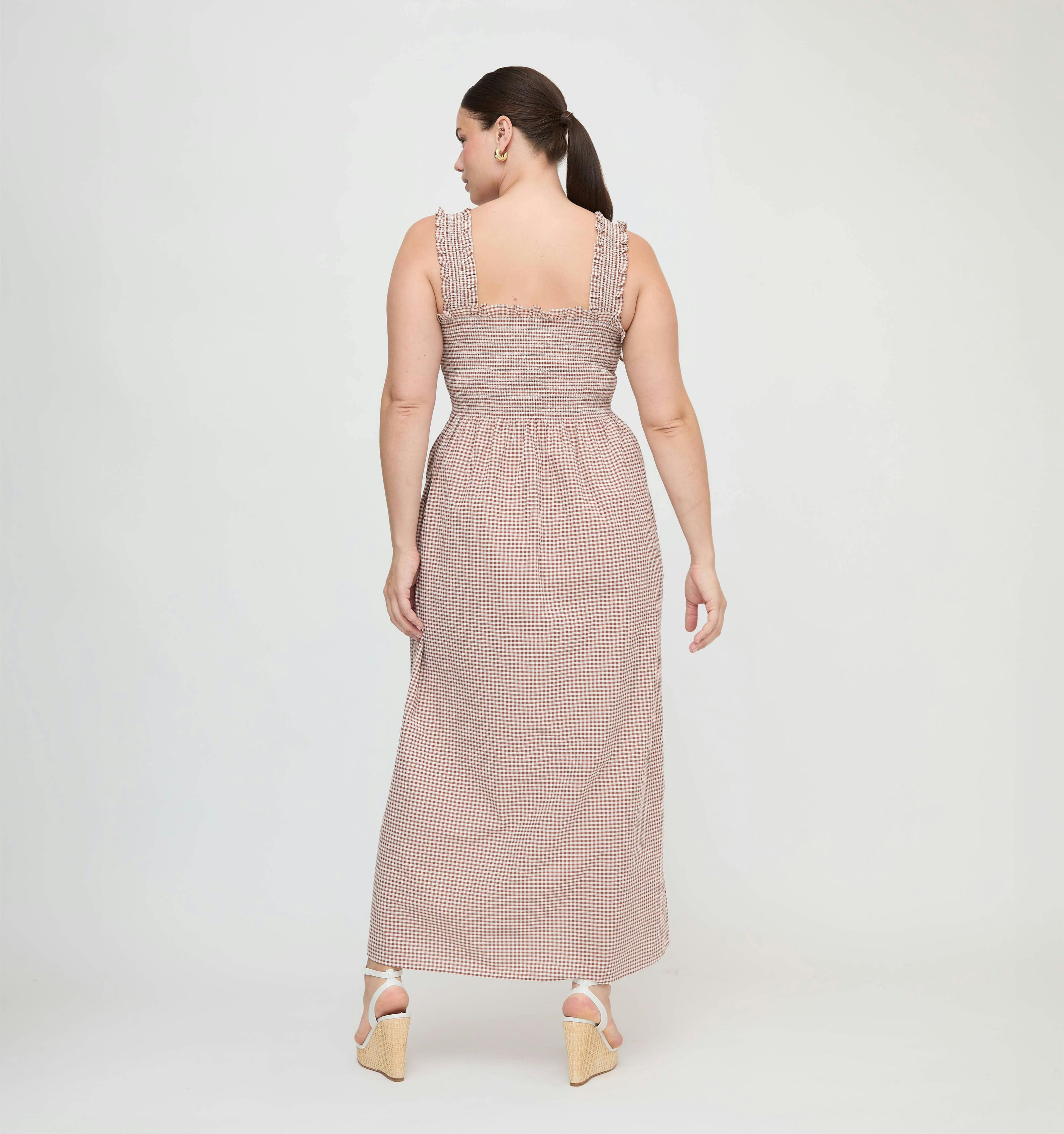The Ashlyn Nap Dress - Cognac Gingham