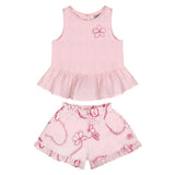 Pink Color jardin Top and Shorts Set