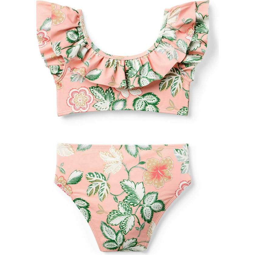 Recycled Floral Ruffle 2-Piece Swimsuit, Pink