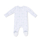 Golf Trellis Blue - 2 Way Zipper Footie & Swaddle Blanket