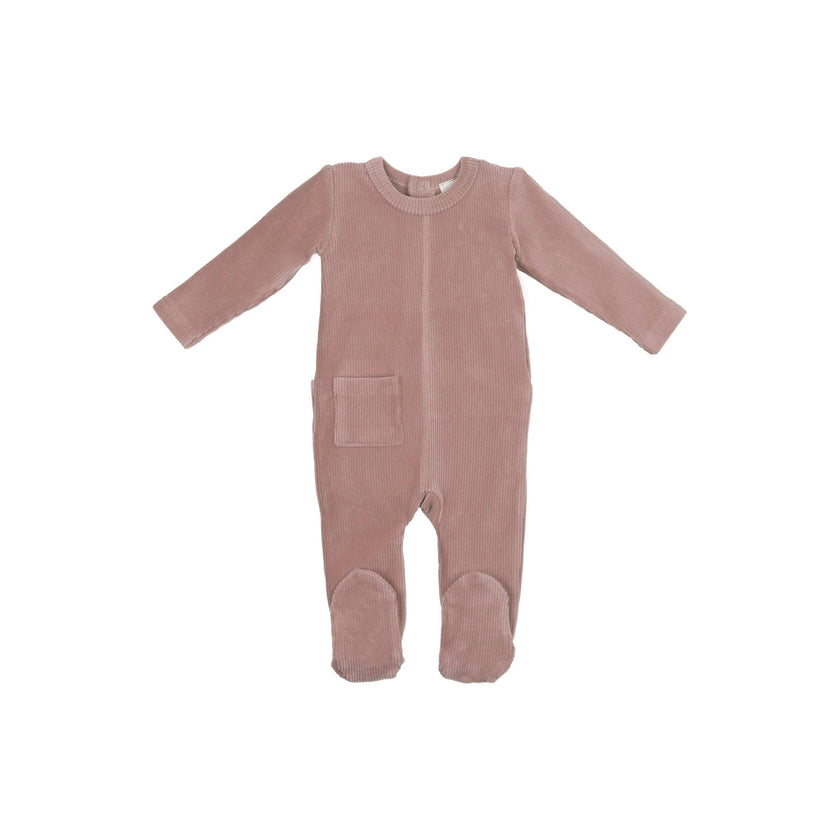 Ribbed Velour Footie