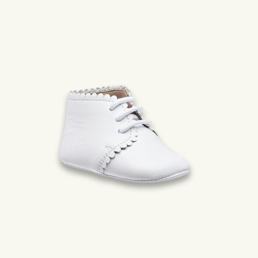 Baby Scalloped Bootie | White Leather