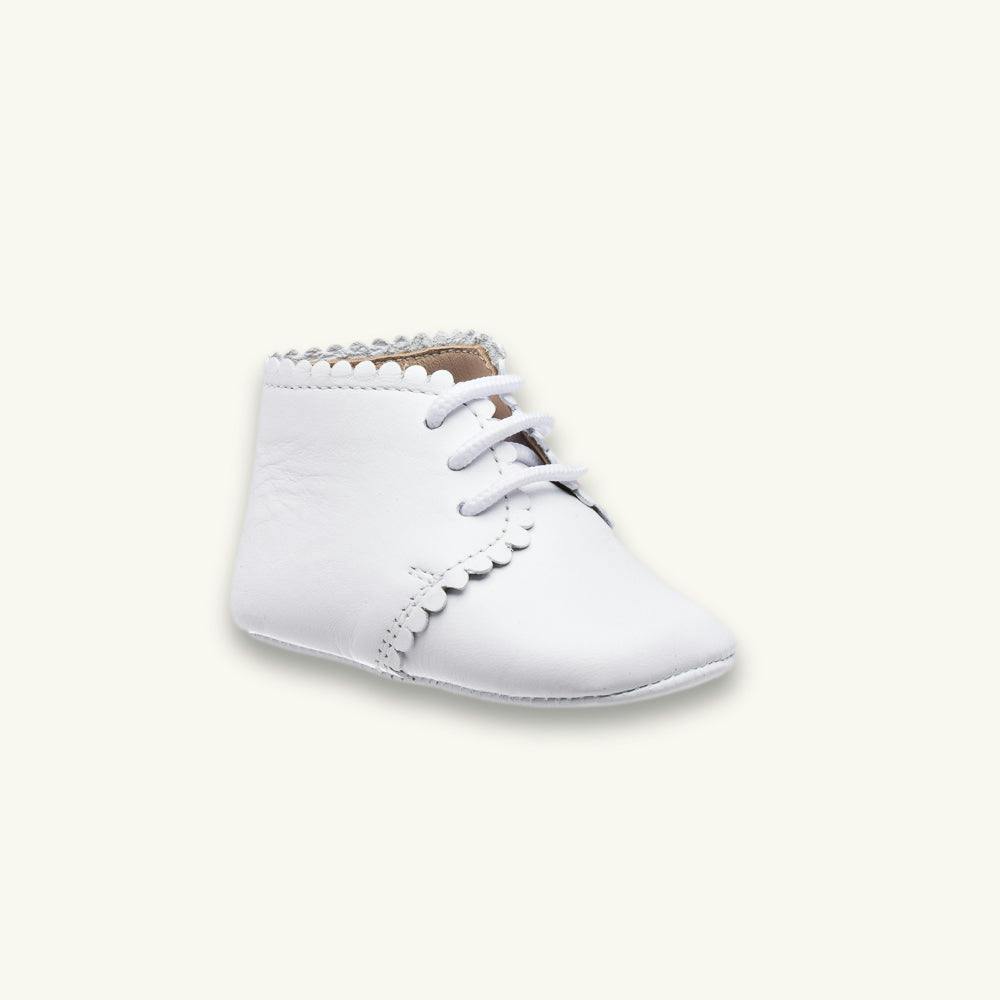 Baby Scalloped Bootie | White Leather