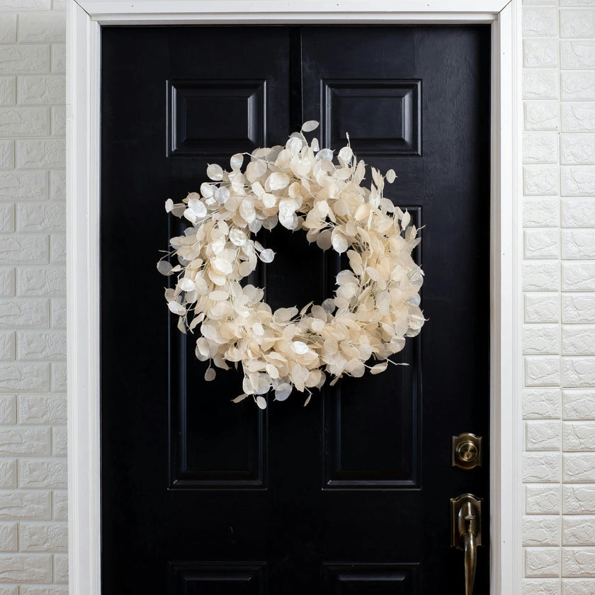 Dried Look Translucent Bleached Lunaria All Seasons Fall Wreath