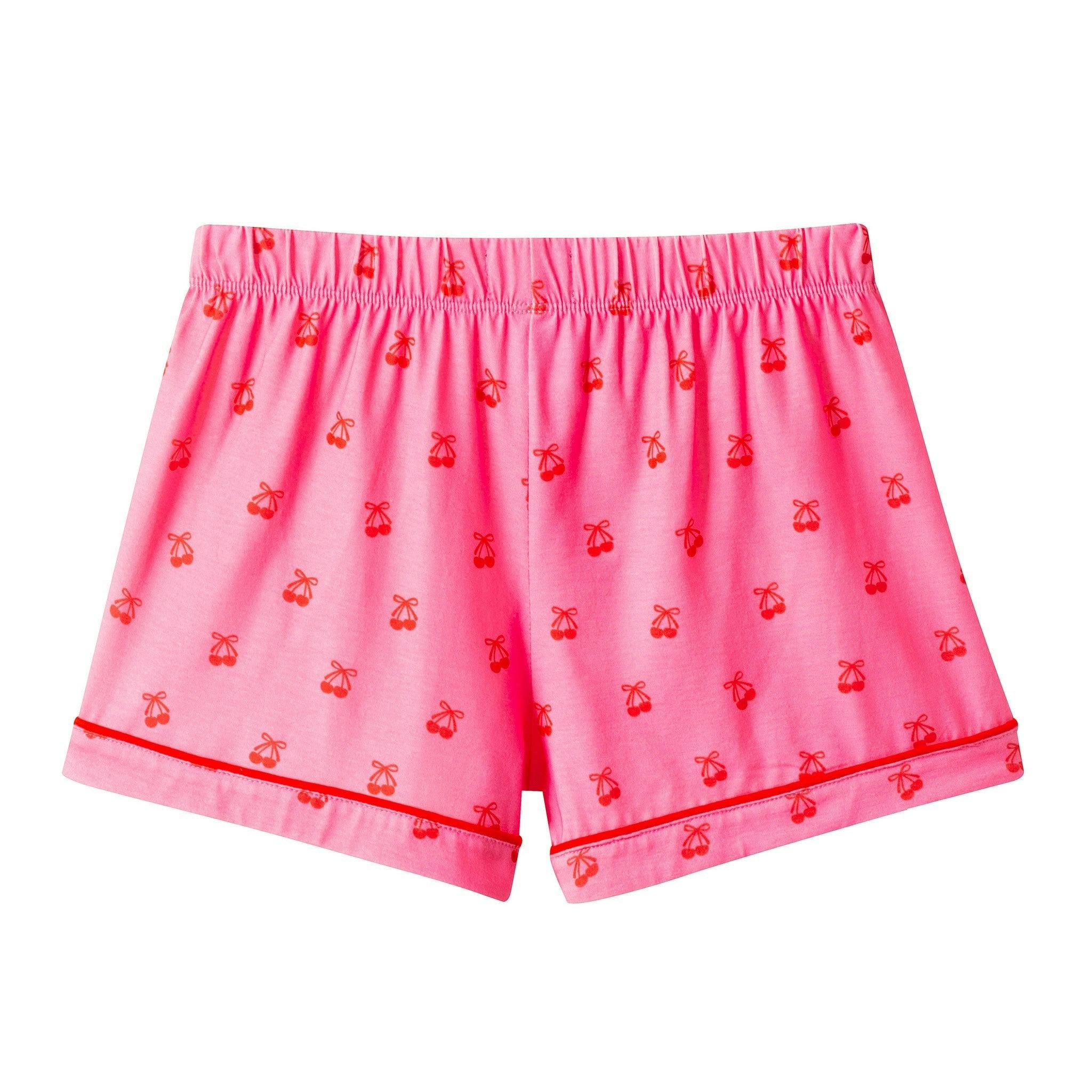 Short Sleeve Pink Pajama Set | Cherry Heart