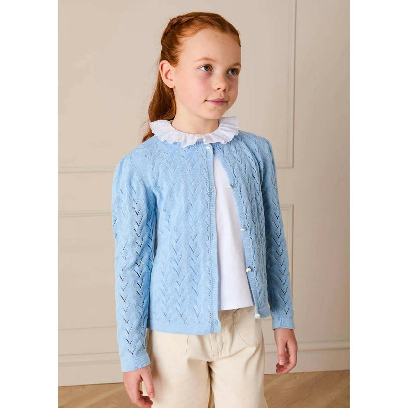 Openwork Cotton Cardigan in Sky Blue (2-10yrs)