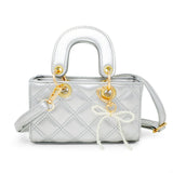 Quilted Rectangle Bow Charm Handbag