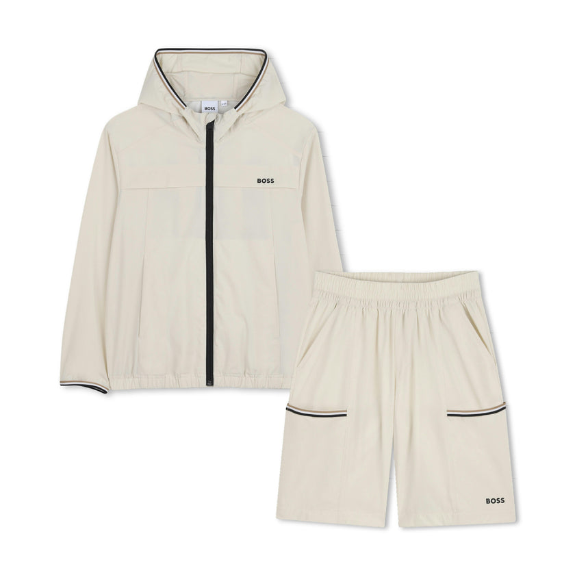 Beige Lightweight Hooded Set