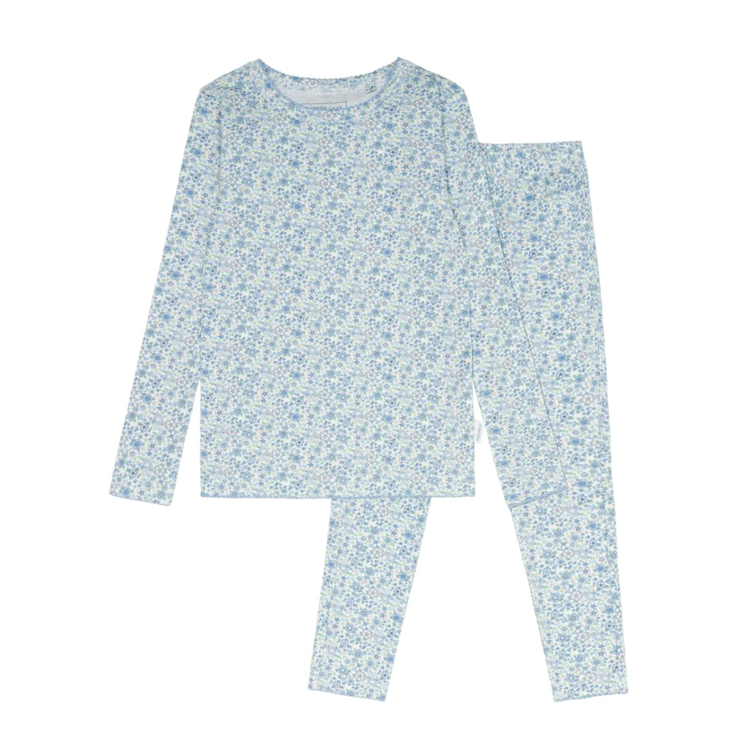 girls slate floral pima pajamas set