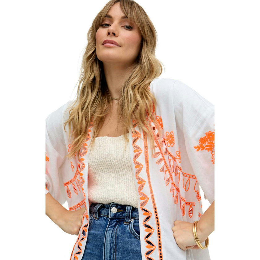 Lupe Edge To Edge Embroidered Kimono