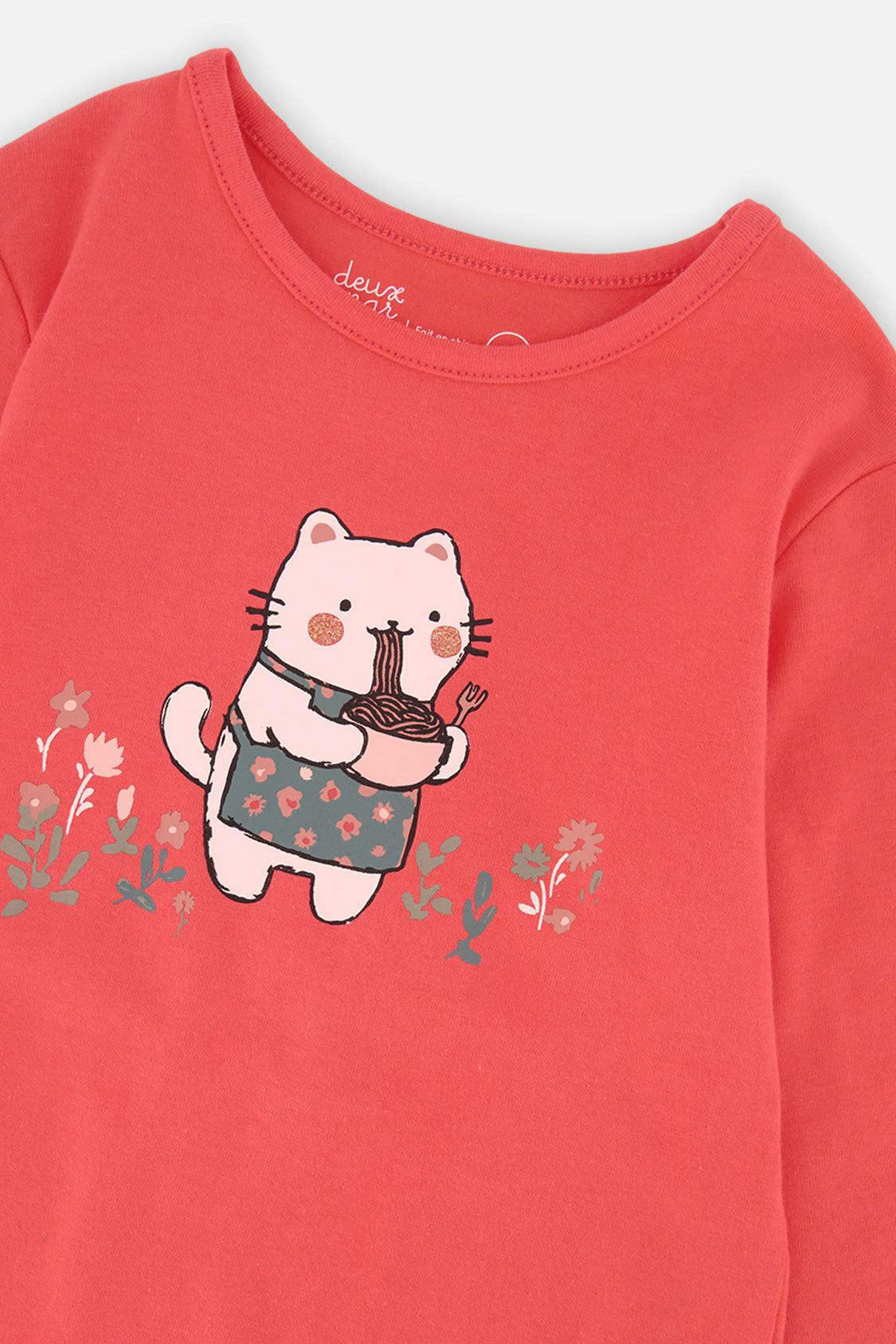 Organic Cotton Long Sleeve T-Shirt Coral Pink
