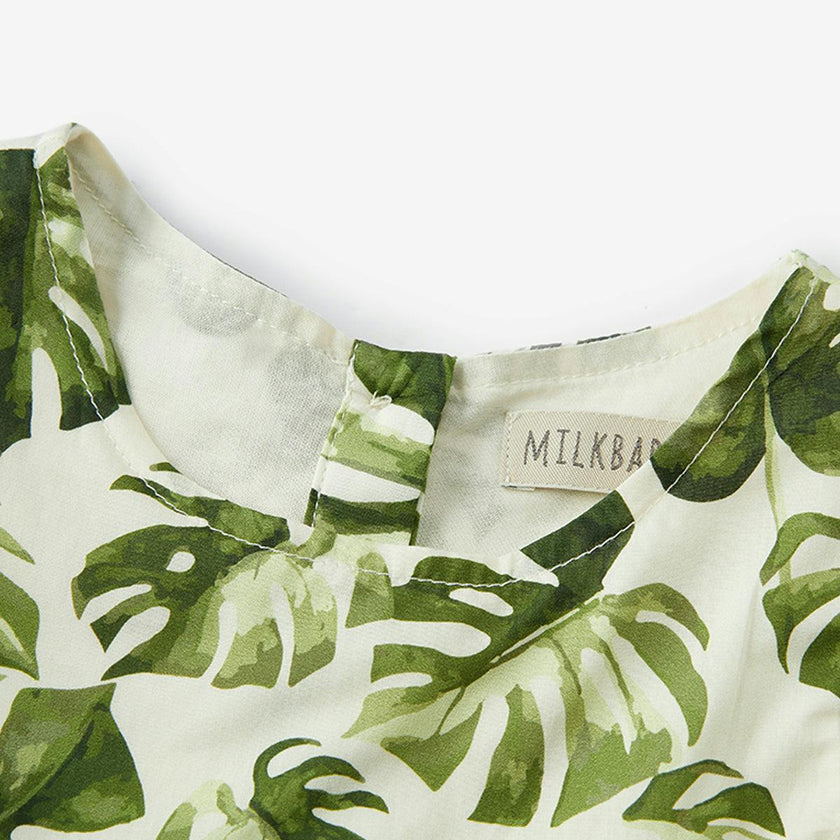 Island Leaf Ruffle Dress & Bloomers