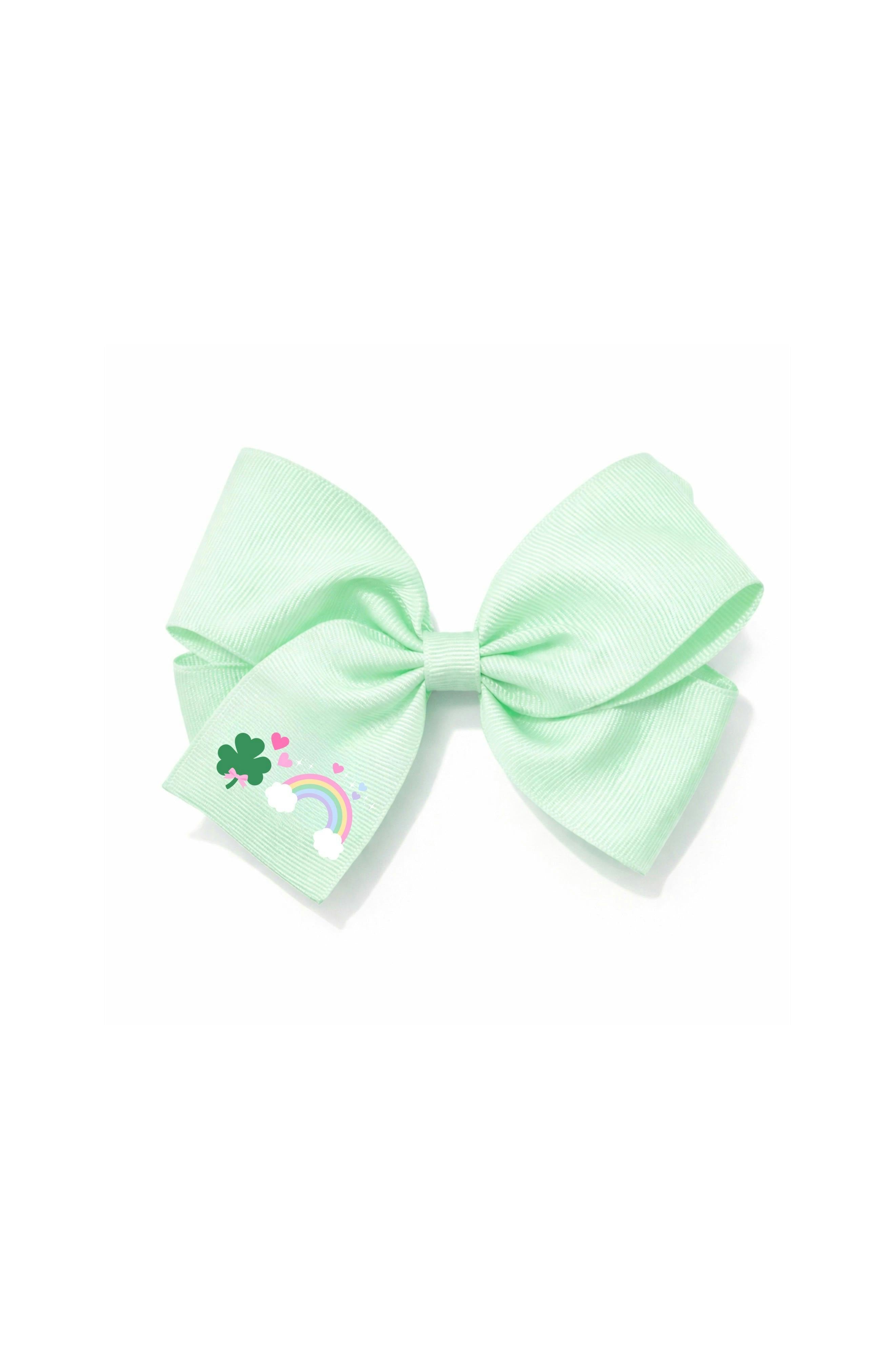 Rainbow Shamrock Hair Bow