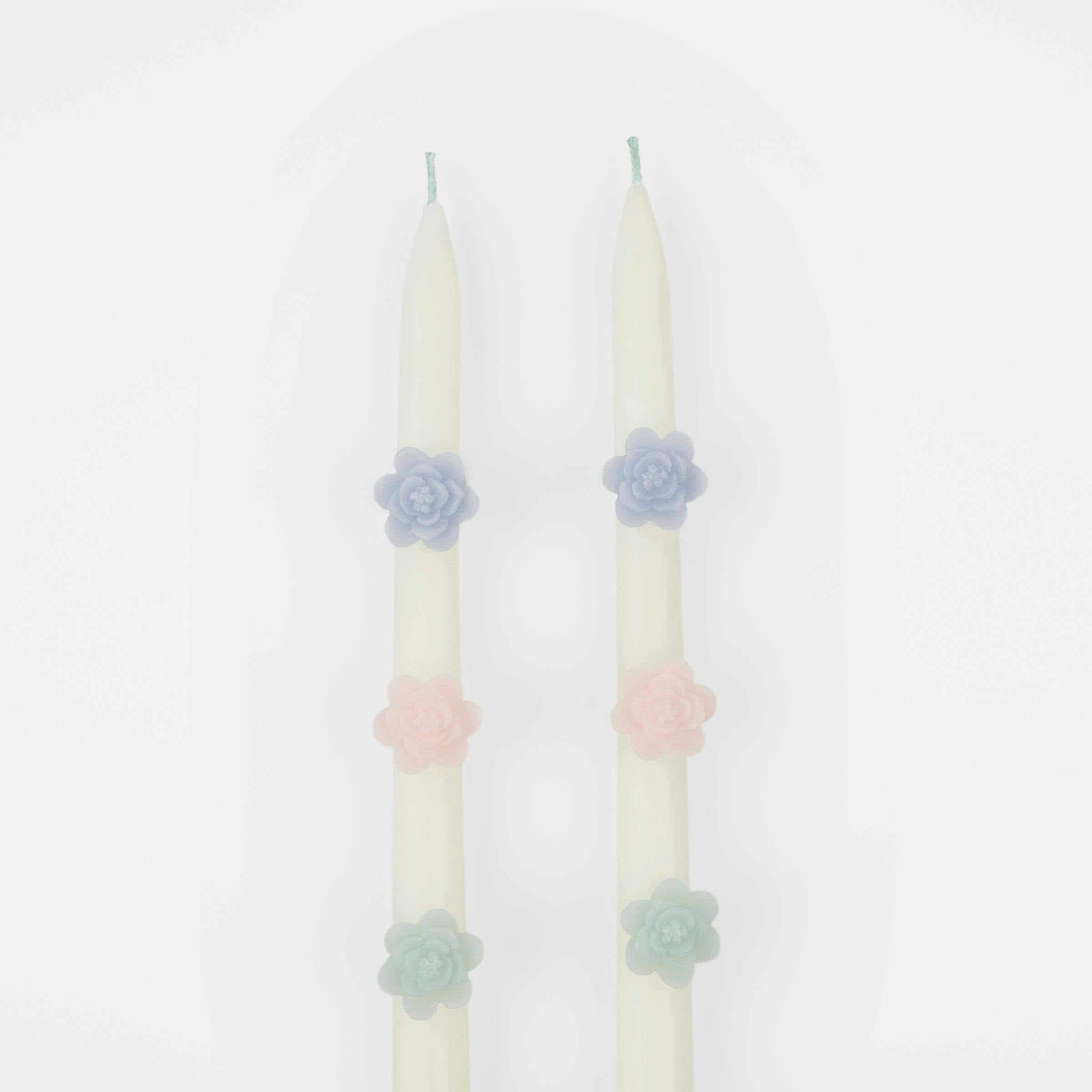Pastel Flower Taper Candles