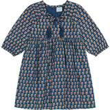 Sara Floral Print Elastic Cuff Long Sleeve Popover Dress, Florals
