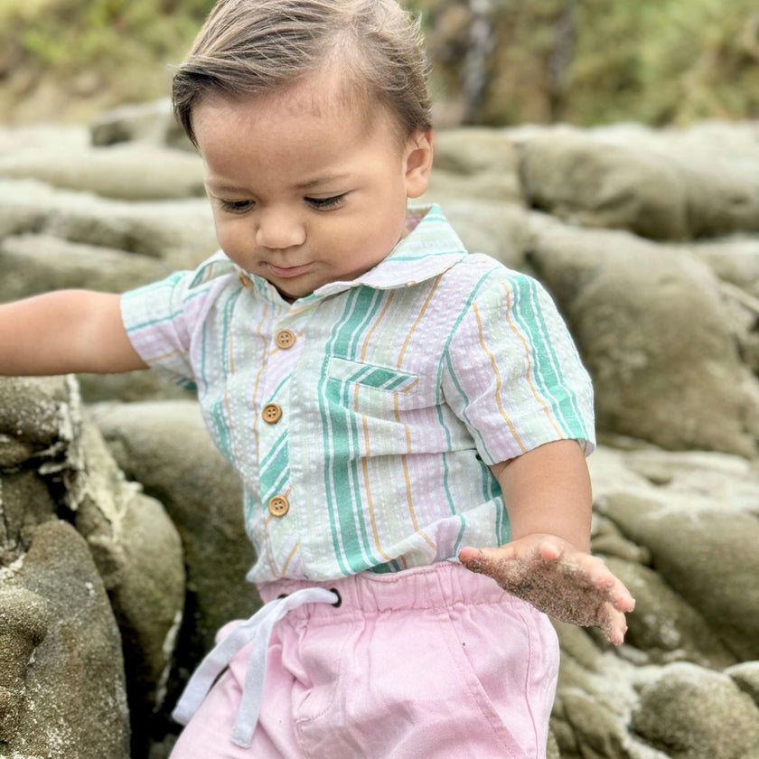 GREEN/GOLD STRIPE HELFORD WOVEN ONESIE