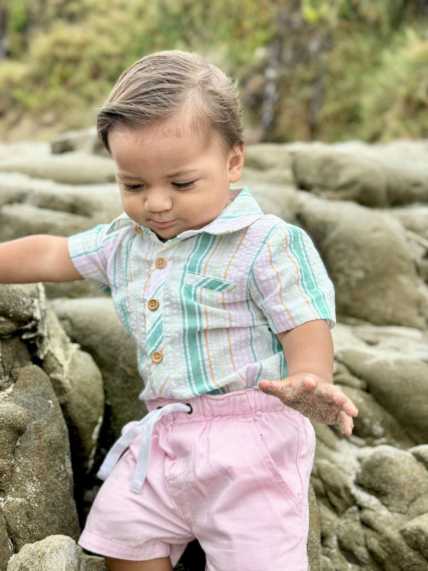 GREEN/GOLD STRIPE HELFORD WOVEN ONESIE