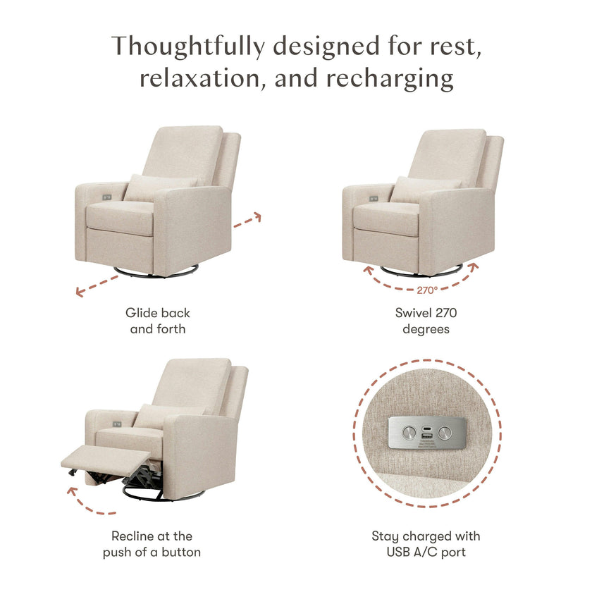 Babyletto Sigi Electronic Recliner and Swivel Glider with USB port